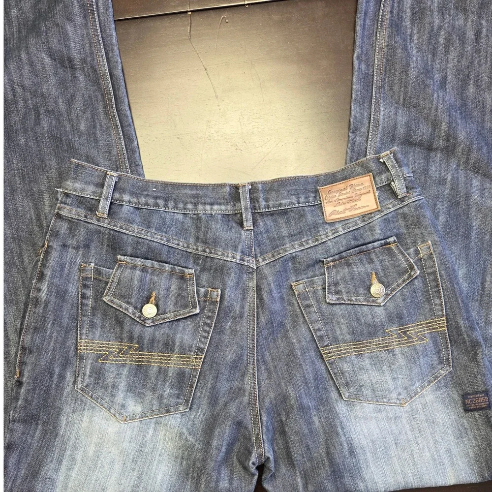 Phat Farm Mens Slim Fit Denim Jeans Blue NC26858 36x32 Y2K Hip Hop Style